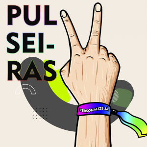 Pulseiras de Identificação em Tecido Fita Acetinada PREMIUM 38 cm de comprimento x Largura desejada Sem limite de Cores Impressão Frente / Verso Lacre de Segurança Inviolável Disponível Impressão em Flúor Ultravioleta (Neon)